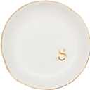 COLLECTIVE HOME - Ceramic Jewelry Tray, Decorative Trinket Dish for Rings Earrings Necklaces Bracelet Watch Keys, Birthday Mother's Day for Women, 4.75", White Surface (S)