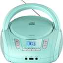 Portable CD Player Boombox with Bluetooth,FM Radio,USB MP3 Playback,CD Players for Home or Outdoor (Green)