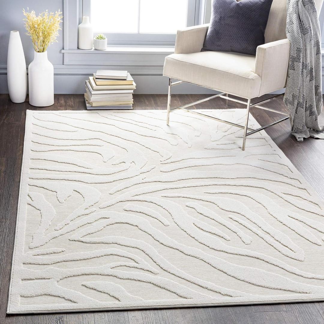 Livabliss Zandy Outdoor Textured Area Rug, 7'10" x 10', Cream
