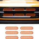 Front Grill Mesh Grille Inserts Cover Frame Trims Kit 6Pcs Fit for Ford Bronco 2021-2024 2/4 Door Exterior Accessories (Orange)