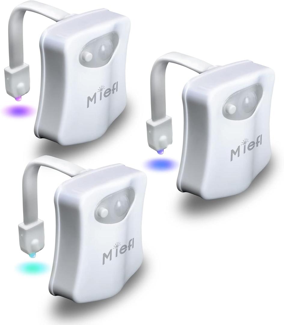 Toilet Light Motion Sensor Activated 16 Colors Changing, 3 Pack LED Toilet Seat Lights Inside Glow Bowl, Smart Bathroom Night Light Cool Funny Christmas White Elephant Gag Gifts Dad Mom Boy Men Unisex