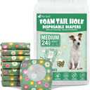 Pet Soft Female Dog Diapers - Disposable Dog Diapers with Adjustable Foam Tail Hole, Cat & Puppy Diaper for Dogs in Heat or Incontinence, Medium (24Pcs, Green)
