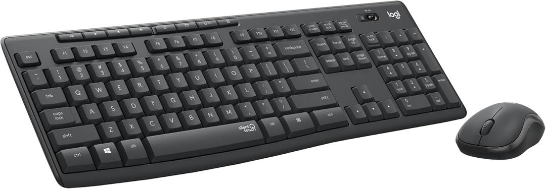 Logitech MK295 Wireless Mouse & Keyboard Combo with SilentTouch Technology, Full Numpad, Advanced Optical Tracking, Lag-Free Wireless, 90% Less Noise - Graphite (Black)