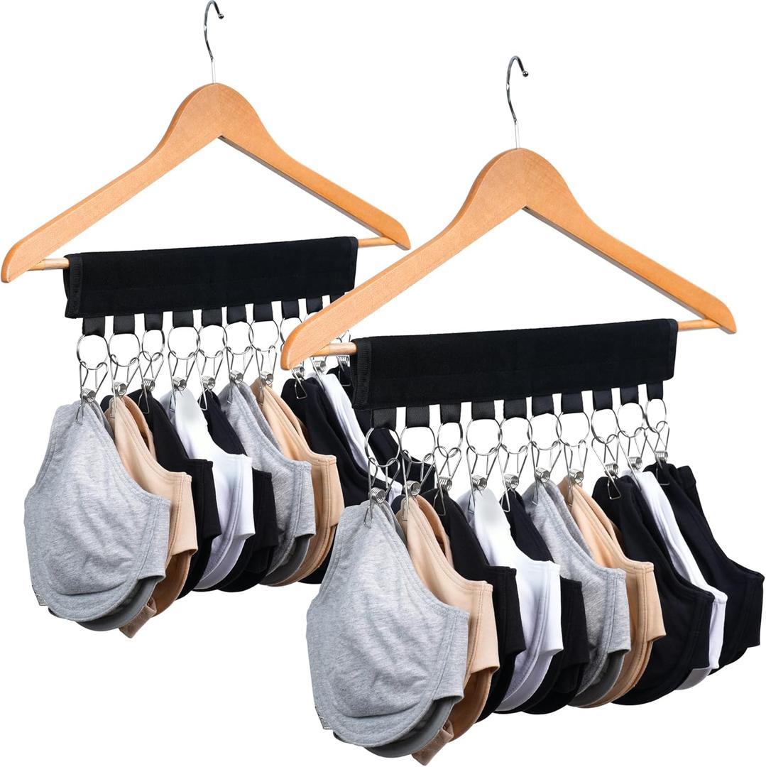 Bra Organizer for Closet Hanging, Space Saving Sports Bra Hanger for Closet Organization, Sports Bra Storage, Bra Holder, Tank Top Hanger, Swimsuit Hanger (2-Pack)