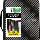 Five Star Zipper Binder, 2 Inch 3-Ring Binder with Round Rings, 5-Tab Expanding File, 380 Sheet Capacity, Black (72536)