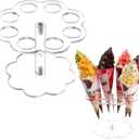 2 Pack Acrylic Mini Ice Cream Cone Display Clear Cotton Candy Waffle Cone Stand Cupcake Holder for Weddings Baby Showers Birthday Party Anniversaries Decor (8 Hole)