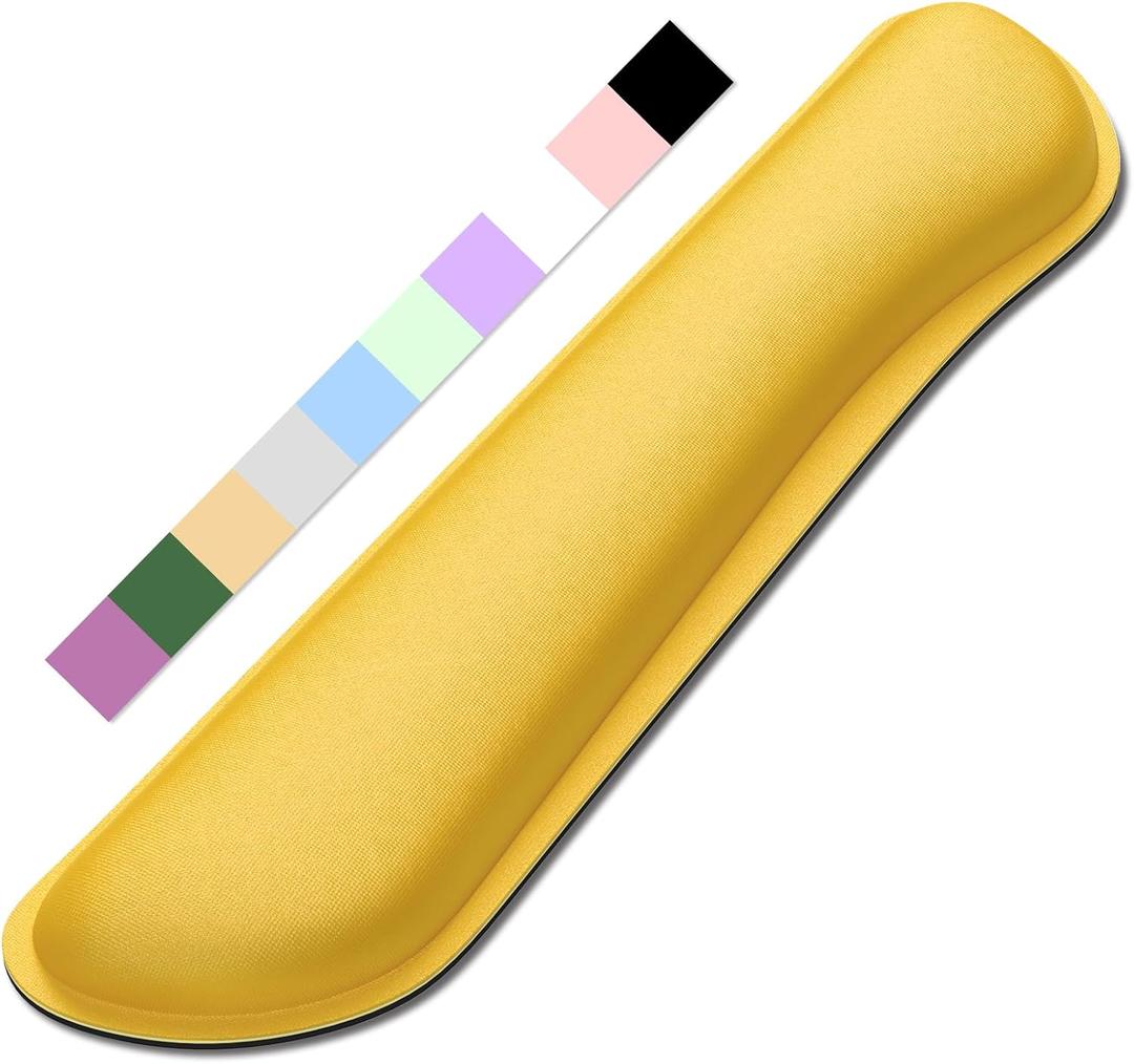 Dapesuom Enlarge Keyboard Wrist Rest, Cute Memory Foam Keyboard Wrist Cushion for Computer Desk Mats Support, Typing Pain Relief Ergonomic Mouse Pad Rests with Non-Slip Base for Gaming, Laptop, Yellow (17 x 3.6 x 1 inches)