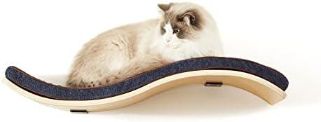 LIORCE Cat Shelf with Comfortable Cushion - Wave Modern Cat Bed - Minimalistic Floating Cats Wall Perch - Wooden Wall Mounted Cats Furniture for Sleeping, Playing, Climbing, and Lounging LIORCE Cat Shelf with Comfortable Cushion - Wave Modern Cat Bed - Minimalistic Floating Cats Wall Perch - Wooden Wall Mounted Cats Furniture for Sleeping, Playing, Climbing, and Lounging