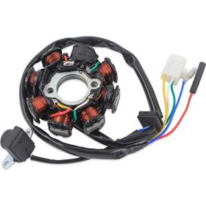 Ignition Stator Magneto 5 wire AC 8 Pole Coil for GY6 49cc 50cc 80cc 125cc 150cc139QMB 147QMD 152QMI 157QMJ engine, GY6 Stator Fits for Scooter Moped ATV Dune Buggy Go Kart