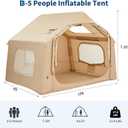 Inflatable Camping Tent for 3-5 Person, Quick Setup Blow Up Tent with Hand Pump, 210D Oxford Air Glamping Tents with Skylight & Stove Jack, 4 Season for Outdoor Camping, Beach, Hiking, 10.5ft x 8.2ft
