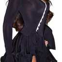 Geulis Women's Long Sleeve Wedding Guest Dresses Sexy Deep V Neck Flare Ruffle Dress Bodycon Party Mini Dresses (Black-2) Size S