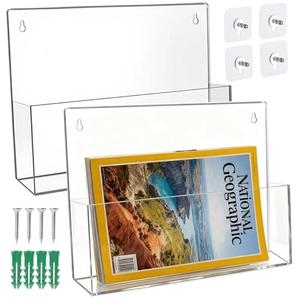 Clear Acrylic Single Pocket Wall Mount File Holders, Self-Adhesive Plastic Document Organizer for Office and Home, Suitable for Legal Size Papers, Brochures, Magazines, and Literature Display, Only1 Pack