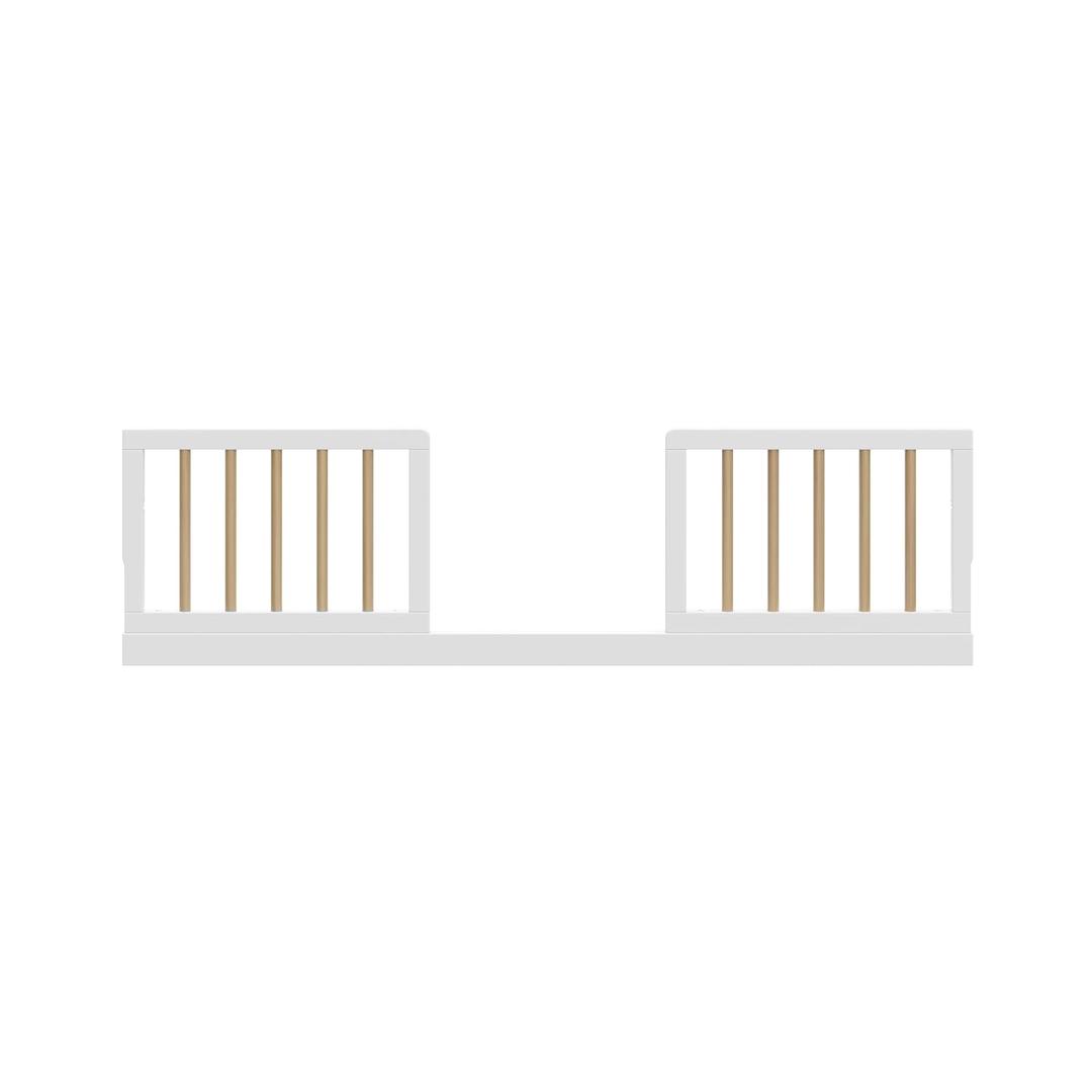 Storkcraft & Graco Toddler Safety Guardrail Kit with Dowels (White & Driftwood) GREENGUARD Gold Certified, Converts Compatible Storkcraft & Graco Crib to Toddler Bed, Includes 2 Toddler Guardrails