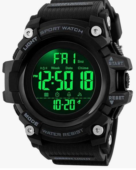 Gosasa Men Sport Watch Countdown Stopwatch Watch Mens Wrist Watch Waterproof LED Electronic Digital Male Watch 12/24 Hour Multifunctional Watch