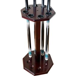 Freestanding Billiard Cue Rack, Pool Table Accessories Hold 8 Cues, Pool Cue Stick Holder, Wooden Floor Stand Pool Cue Holder for Billiard Game Room (Mahogany)