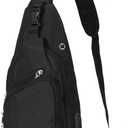 Seoky Rop Men Women Sling Backpack Anti Theft Crossbody Shoulder Chest Bag with USB Charging Port (Black)