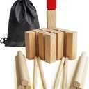 Kubb Game Set - Hardwood Viking Games - KUBB Throwing Outdoor Games (Kubb Red, 5 x 5 x 30cm -King)