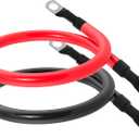 4 AWG Battery Cable 4AWG Gauge Pure Copper Battery Inverter Cables with 3/8 in Lugs Both Ends Power Inverter Wire Set for Automotive Solar Marine Boat RV Car Motorcycle Red and Black (1ft)