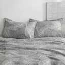 NTBAY Cotton Standard Pillow Shams, 3 Layer Muslin Breathable Soft Thermal Yarn Dyed Sham Covers, 2 Pack 20x26 Oxford Pillowcases with Envelope Closure, Dark Grey Leaf