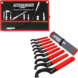 Set of 9 Coilover Spanner Wrench Set Coil Over Shock Wrench Grease Gun Tip 9-Piece Grease Coupler Kit Grease Gun Fittings