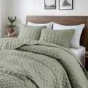 WDCOZY Sage Green Quilt Queen Size Bedding Sets with Pillow Shams, Lightweight Soft Bedspread Coverlet, Quilted Blanket Thin Comforter Bed Cover, All Season Spring Summer, 3 Pieces, 90x90 inches