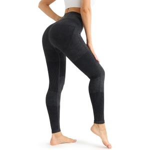 Fisoew Womens Ribbed Seamless Leggings High Waisted Tummy Control Workout Full Length Yoga Pants (X-Large, Dark Grey)