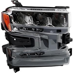 LED Headlight for Chevy Silverado 1500 LT WT 2019 2020 2021, Replace 84621851 GM2503497, Turn Signal Front Right Passenger Side, Head Light Assembly W/Bulbs