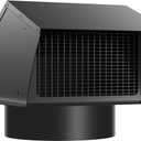 Roof Vent Cap 6 Inch Removable Rooftop Black Exhaust Iron Vent Cap with Damper for Ventilation System