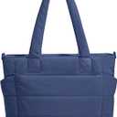 Tote Bag for Women Puffer Tote Bag Large Nurse Bags Shoulder Handbag with Zipper for Work Travel (Blue)