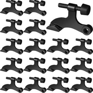 Funrous 24 Pieces Hinge Pin Door Stopper Satin Brushed Door Stops Adjustable Heavy Duty Hinge Stopper with Rubber Bumper Tips(Black)