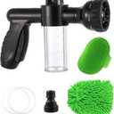 Kamirola High Pressure 8 in 1 Car Wash Brush Foam Gun,Garden Hose Nozzle Foam Cannon Bottle Soap Sprayer,Lawn, Car Wash, CleaningPatio, Pet Bathing(Black)