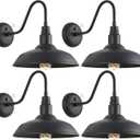 14 Inch Dusk to Dawn Barn Lights Outdoor, Large Gooseneck Barn Light, Matte Black Exterior Goose Neck Light, Outside Farmhouse Light Fixtures Wall Sconce for Porch, Garage, House, 4 Pack