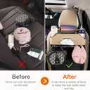 Car Rear Backseat Extra Multifunctional Drink Cup Holder Organizers With Tissue Storage Box Organizer & Hooks For Car Seat Back, Beige