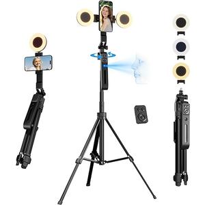 71" Auto Face Tracking Tripod for iPhone with Light, Vlogging Kit for iPhone with Gesture/Remote, 360° Rotation Phone Tripod Stand That Follows Your Movement for YouTube Live Stream/Video Recording