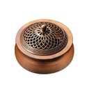 2 x 
MIGAKU HOME Round Wooden Incense Burner & Holder - 4" Handcrafted Natural Wood Censer with Alloy Lid, Heat-Resistant Tray for Sticks, Cones, Sage, Frankincense (Meditation, Yoga, Home Decor)