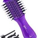 Mini Travel Blow Dryer Brush for Short to Medium Hair, 2 Inch Oval Hot Air Brush with Ceramic Coating, 3 Heat Settings for Smooth, Voluminous Blowouts, 120V (Purple)