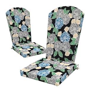 LVTXIII Adirondack Chair Cushions 48x20x2.5 Inch, Water Repellent, Fade Resistant, High Back Outdoor Rocking Chair Cushions for Patio Furniture, 2 Pack, Sketch Peony