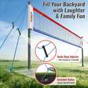 Heavy Duty Professional Volleyball Net Set Aluminum Poles, 32 ft Regulation Portable for Outdoor Backyard Beach, Anti-Sag, Adjustable Height & Length with Carry Bag, Regulation Size 32 x 3