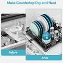 Dish Drying Rack Kitchen - Dish Racks for Kitchen Counter Space-Saving, Dish Drainer with Automatic Drain and Adjustable Spout, Dishwasher Rack with Cutlery Holder, 16.5" D x 11.6" W x 6.6" H (1 Tier - Black)