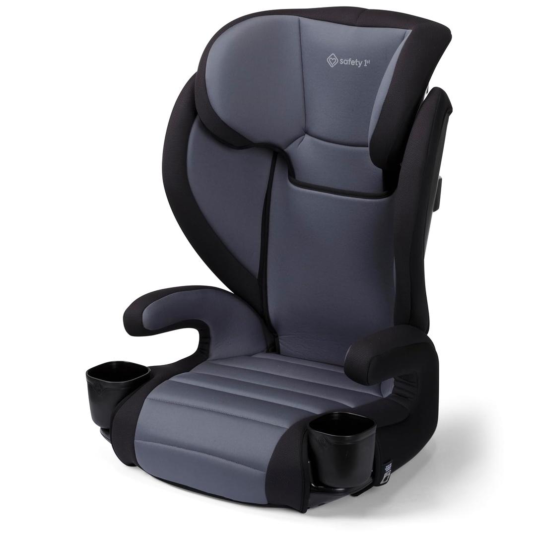 Safety 1st Grow and Go 2-in-1 Booster Car Seat with ComfortWings, Converts High-Back to Backless, 19" Wide, Fits 3 Across, Lightweight, Foldable, Easy-Clean, Cup Holders, 40-100 lbs, Black Sand (MFG 2024-04-08)