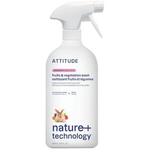 ATTITUDE Fruit & Vegetable Wash, Food-Safe Produce Wash, Removes Dirt & Residue, Vegan & Plant-Based Ingredients, Unscented, 27.1 Fl Oz, Pack 3