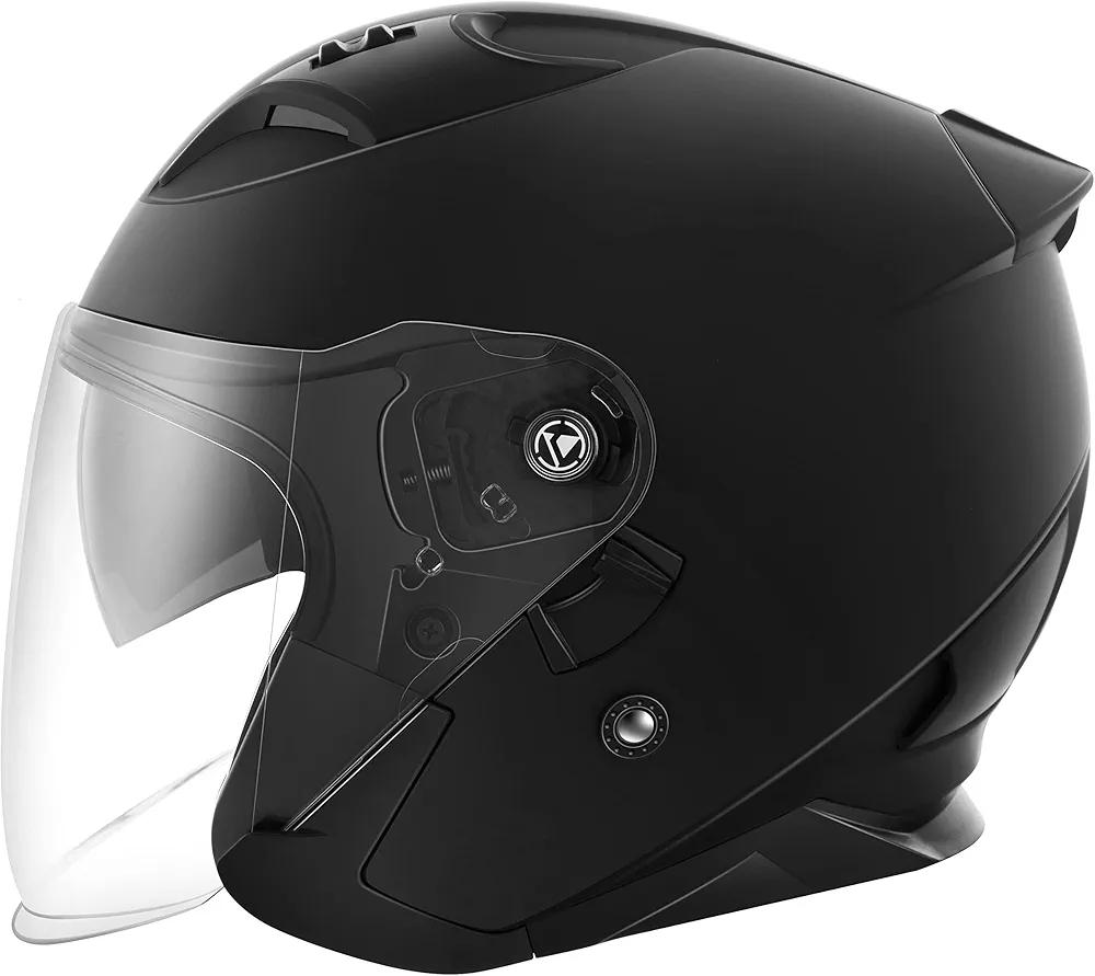 Motorcycle Open Face Helmet YEMA YM-637 DOT Approved 3/4 Half Helmet with Sun Visor for Adult Men Women, XXL