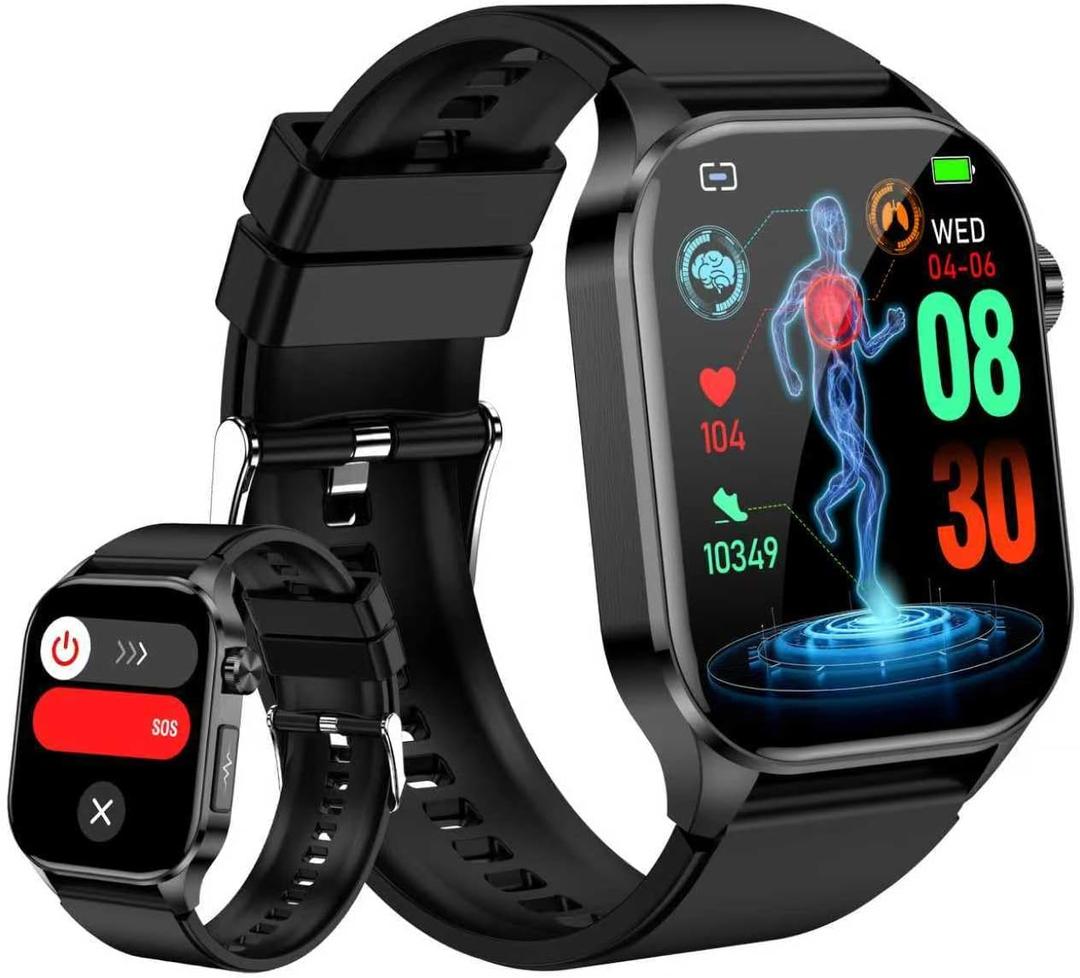 Smart Watch for Men Women with Bluetooth Calls, Blood Pressure Heart Rate Blood Oxygen Stress HRV Monitor Sleep Tracker, 150+ Sports Modes Fitness Tracker, IP68 Waterproof, Pedometer For Android/iOS (Black)