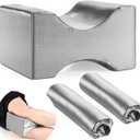 HunnmingRe 2 Pcs Knee Pillow Cover Satin Replacement Leg Pillowcase 10" x 8" x 6.3" Knee Pillowcase for Side Sleepers Soft & Breathable Pillowcase for Leg & Knee Foam Support Pillow