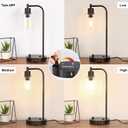 Industrial Table Lamp with USB A+C Ports and Outlet, Fully Stepless Dimmable Modern Nightstand Lamp, Glass Shade Bedside Desk Lamp for Bedroom Living Room Office, 8W 2700K LED Edison Bulb Included.