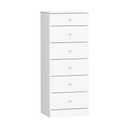 Prepac Astrid Simplistic 6-Drawer Tall Dresser for Bedroom, Functional Chest of Drawers with Acrylic Knobs, 16.5"D x 19.75"W x 50"H, Crystal White
