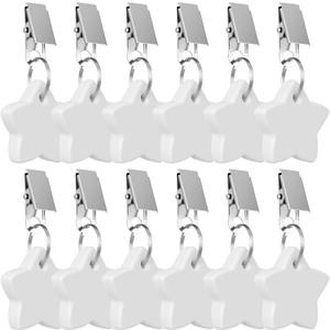 12 Pack Tablecloth Weights, Table Cloth Pendant Stones with Metal Clips, Heavy Marble Tablecloth Hangers, Stainless Steel Table Covers Clamps for Decoration, Outdoor, Picnic, Family Dinner Party