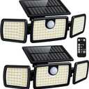 MIHANI Solar Lights Outdoor, Quick Charge Solar Motion Deck Lights Outdoor for Deck with High Brightness, Larger Built-in Tempered Glass Panel, Sensitive PIR Motion Inductor (Remote,2 Pack)