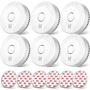 Ecoey Smoke Alarm Fire Detector, Battery Included Photoelectric Smoke Detector with Test Button and Low Battery Signal, Small Fire Alarm for Home, Bedroom FJ136GB, 6 Packs Ecoey Smoke Alarm Fire Detector, Battery Included Photoelectric Smoke Detector with Test Button and Low Battery Signal, Small Fire Alarm for Home, Bedroom FJ136GB, 6 Packs