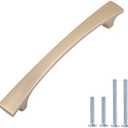 Thick Modern Curved Cabinet Handle, 6.5-inch Length (5-inch Hole Center), Golden Champagne, 10-pack